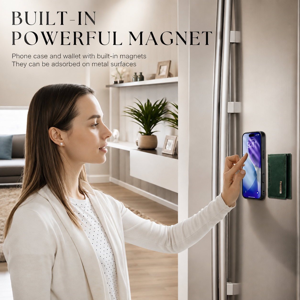 Premium iPhone Case Detachable Magnetic Leather Wallet Protective Cover Card Holder Kickstand Camera Lens Protection Anti Scratch Full Coverage