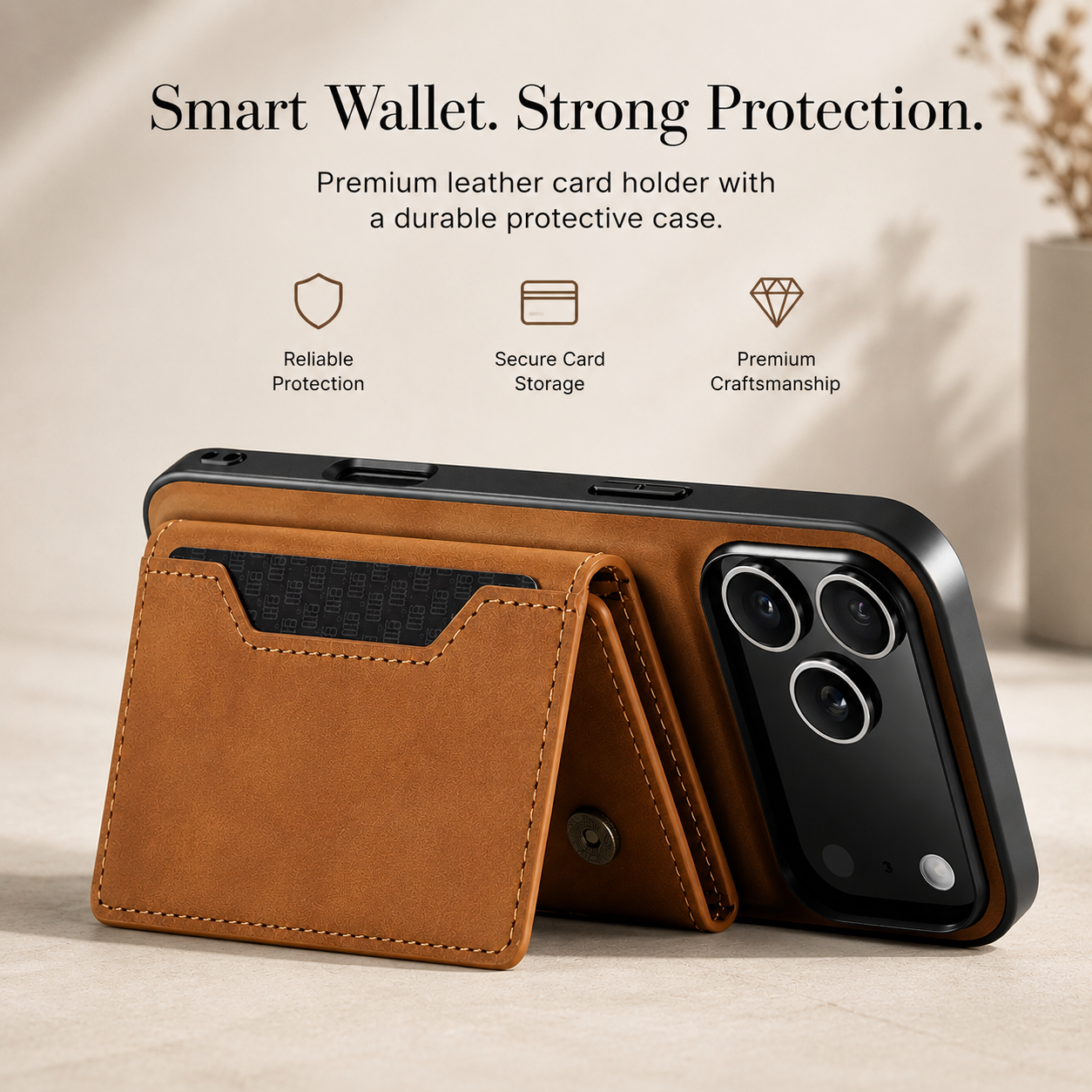 Premium iPhone Case Detachable Magnetic Leather Wallet Protective Cover Card Holder Kickstand Camera Lens Protection Anti Scratch Full Coverage