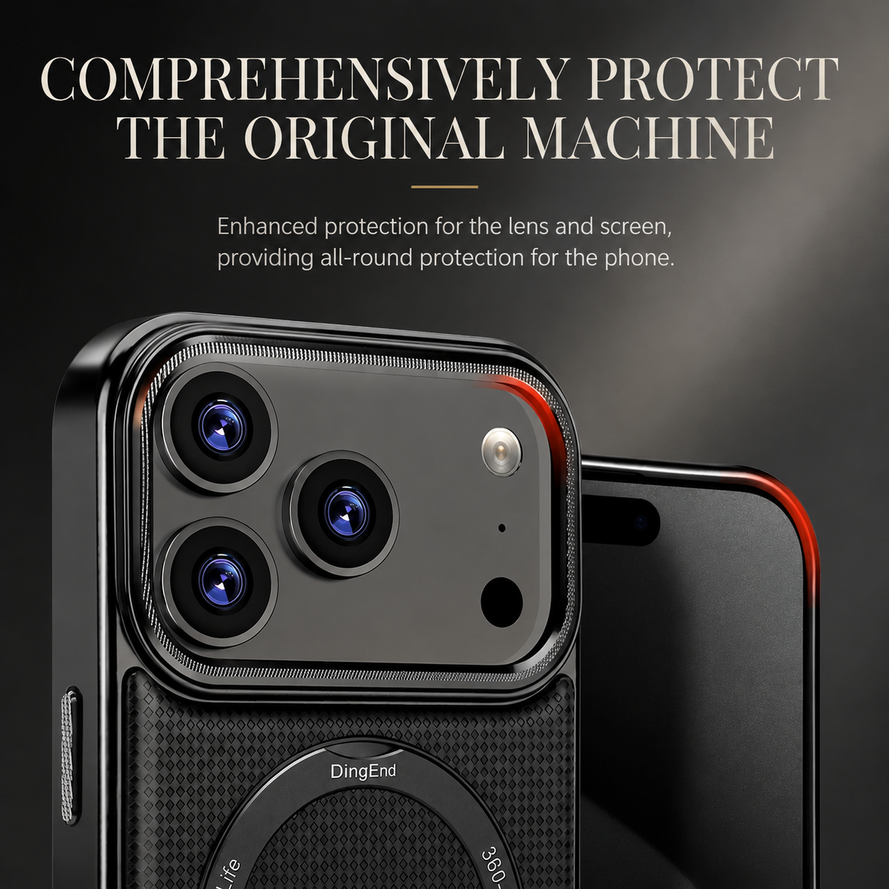 Premium iPhone Case Diamond Pattern Leather MagSafe Compatible Cover Rotating Kickstand Camera Lens Protection Shockproof Anti Fingerprint Design