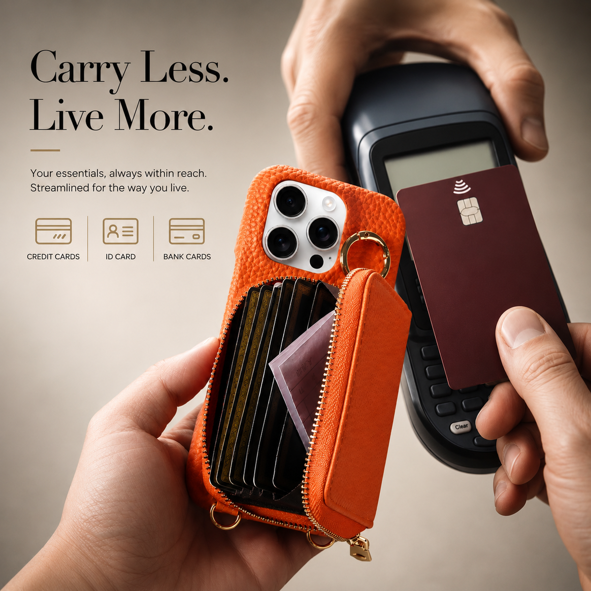 Premium iPhone Case Faux Leather Wallet Cover Card Holder Crossbody Strap Ring Holder Shockproof Protective Full Coverage Slim Design