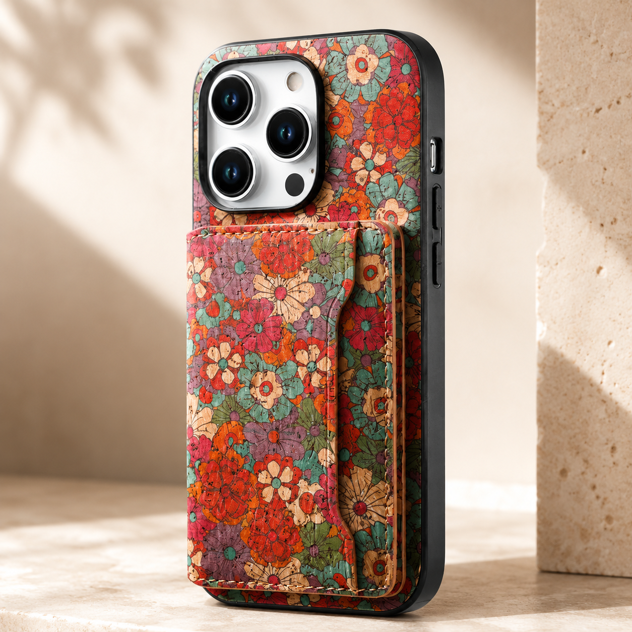 Premium iPhone Case Flower Pattern Leather Wallet Cover Magnetic Closure Card Holder Stand Function Shockproof Protective Flip Case Full Coverage Design