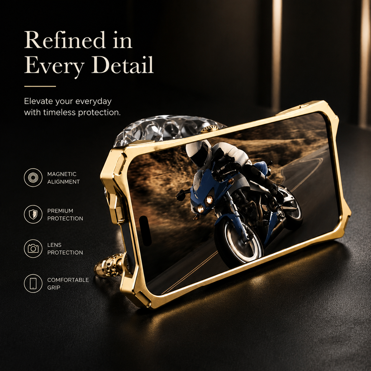 Premium iPhone Case Gear Compass Skull Cover MagSafe Compatible Shockproof Protective Case 3D Metal Style Design Camera Lens Screen Protection Full Coverage