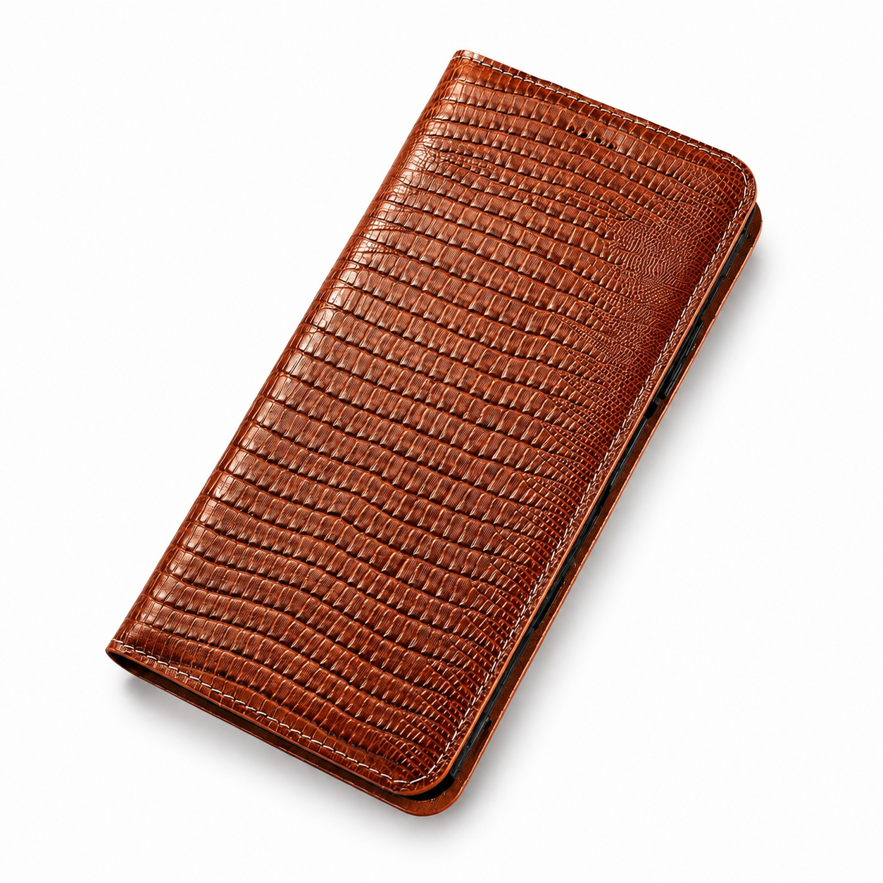 Premium iPhone Case Genuine Cowhide Leather Flip Wallet Protective Cover Crocodile Grain Card Holder Magnetic Stand Shockproof Full Body Design