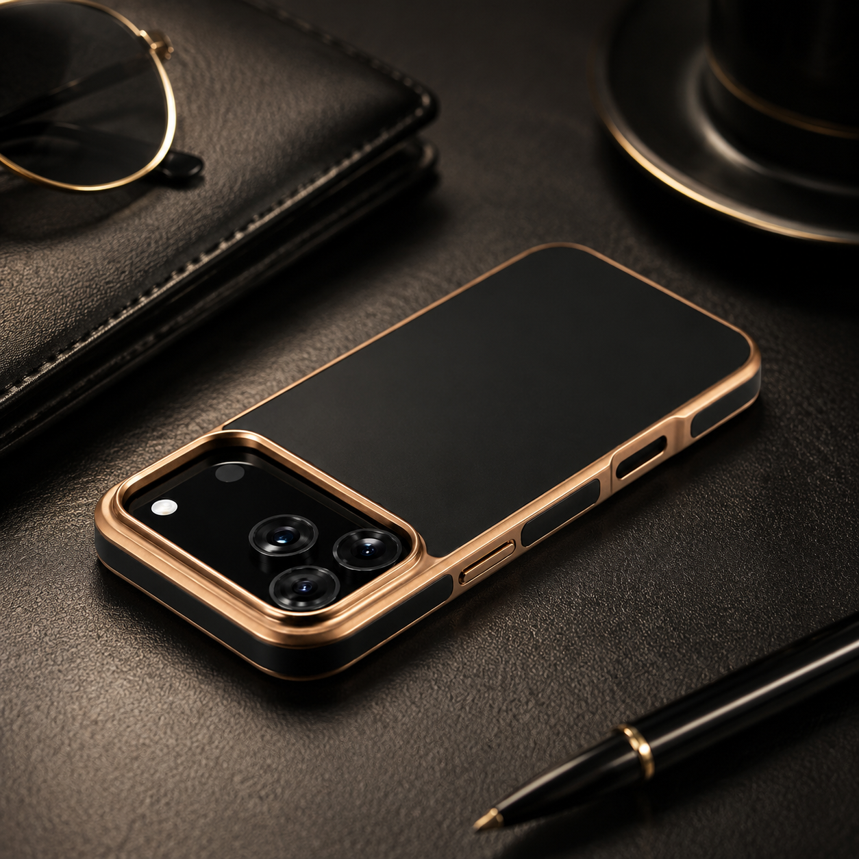 Premium iPhone Case Genuine Cowhide Leather Protective Cover Electroplated Frame Shockproof Non Slip Heat Resistant Scratch Resistant Slim Full Coverage