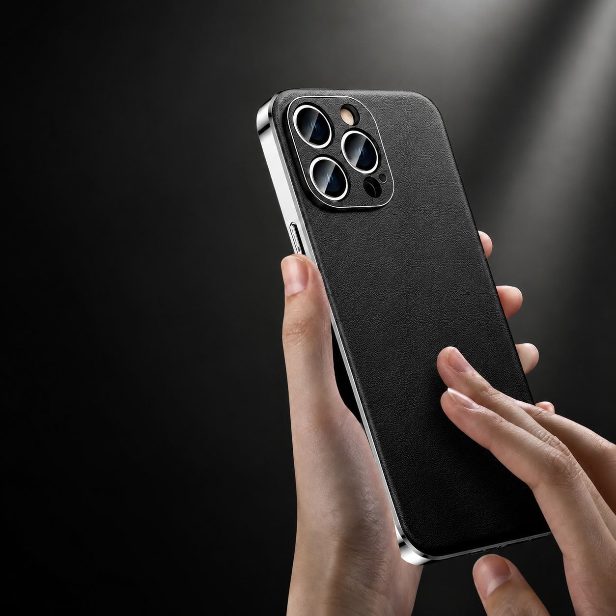 Premium iPhone Case Genuine Cowhide Leather Protective Cover Plated Metal Frame Full Camera Lens Protection Shockproof Slim Durable Wireless Charging Design