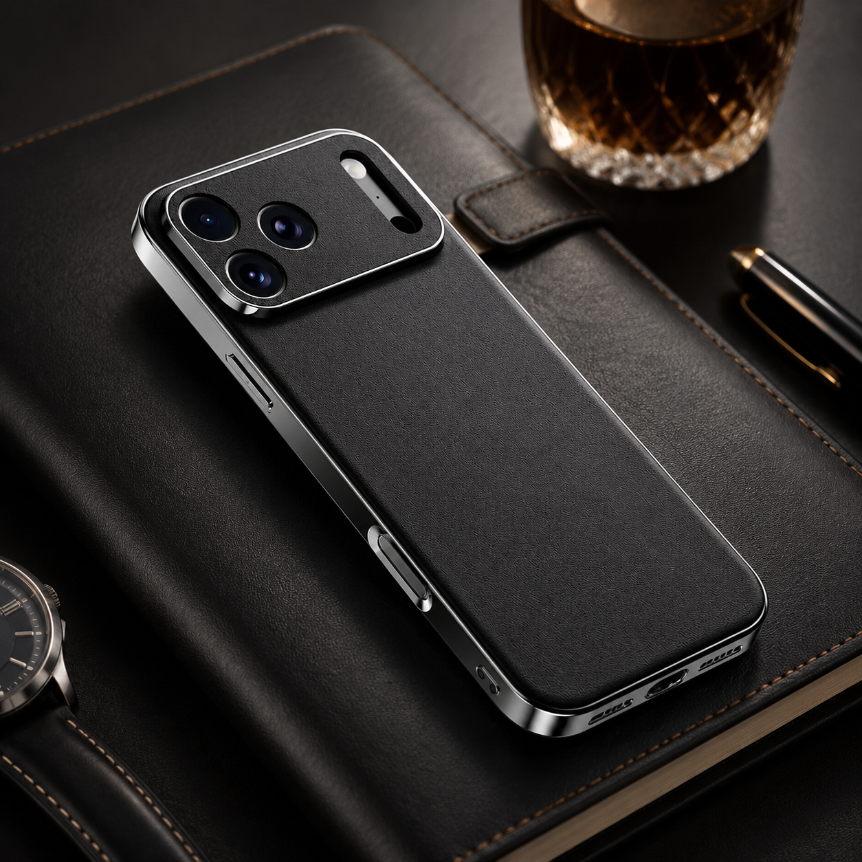 Premium iPhone Case Genuine Leather Cowhide Protective Cover Shockproof Anti Slip Matte Finish Full Camera Lens Guard Slim Design
