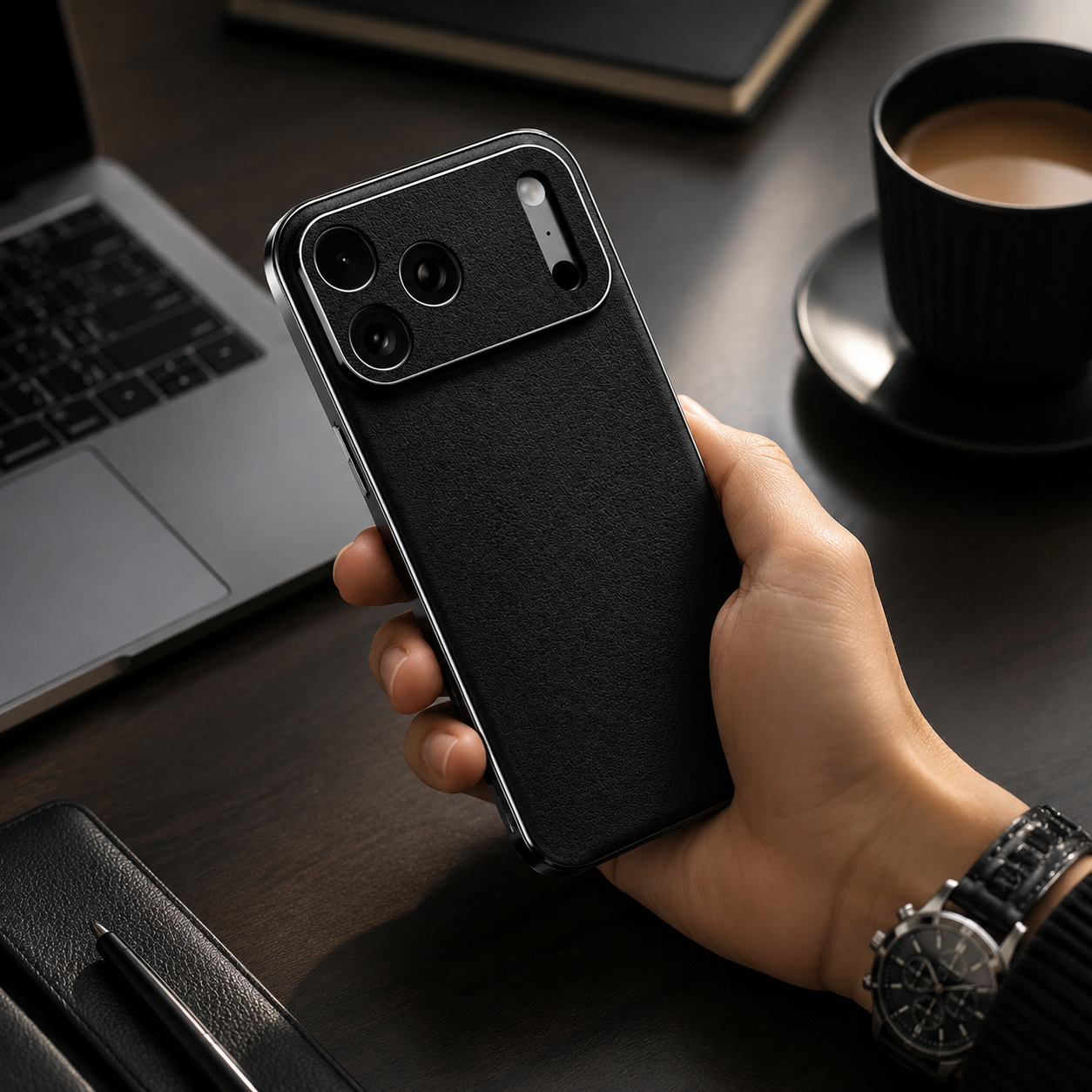 Premium iPhone Case Genuine Leather Cowhide Protective Cover Shockproof Anti Slip Matte Finish Full Camera Lens Guard Slim Design