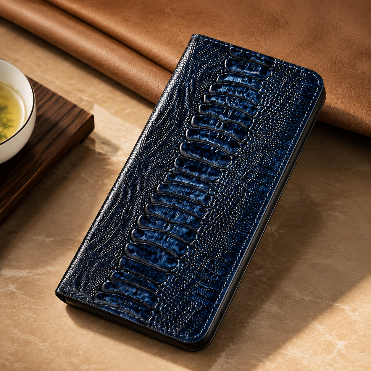 Premium iPhone Case Genuine Leather Flip Wallet Cover Card Holder Stand Magnetic Closure Shockproof Protective Case Full Coverage Slim Design