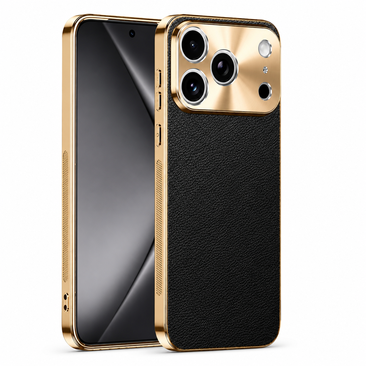 Premium iPhone Case Genuine Leather Magnetic Cover MagSafe Compatible Rotating Ring Stand Shockproof Frameless Camera Lens Protection Anti Scratch Slim Design