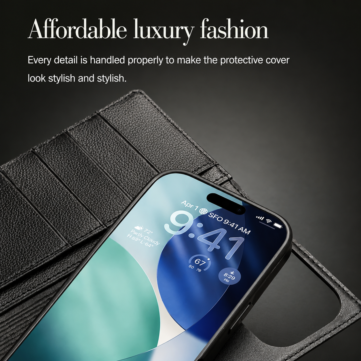 Premium iPhone Case Genuine Leather Wallet Flip Cover Card Holder Horizontal Stand Camera Lens Protection Shockproof Anti Scratch Full Coverage Design