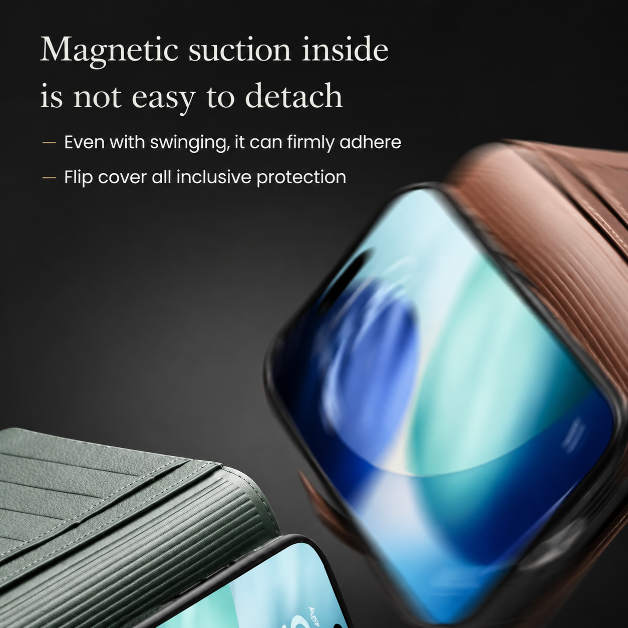 Premium iPhone Case Genuine Leather Wallet Flip Cover Card Holder Horizontal Stand Camera Lens Protection Shockproof Anti Scratch Full Coverage Design