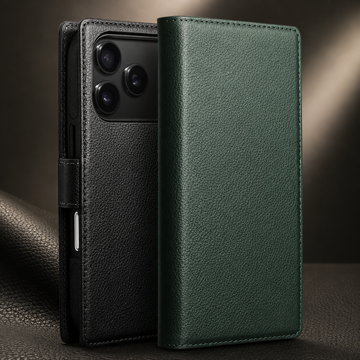 Premium iPhone Case Genuine Leather Wallet Flip Cover Card Holder Horizontal Stand Camera Lens Protection Shockproof Anti Scratch Full Coverage Design