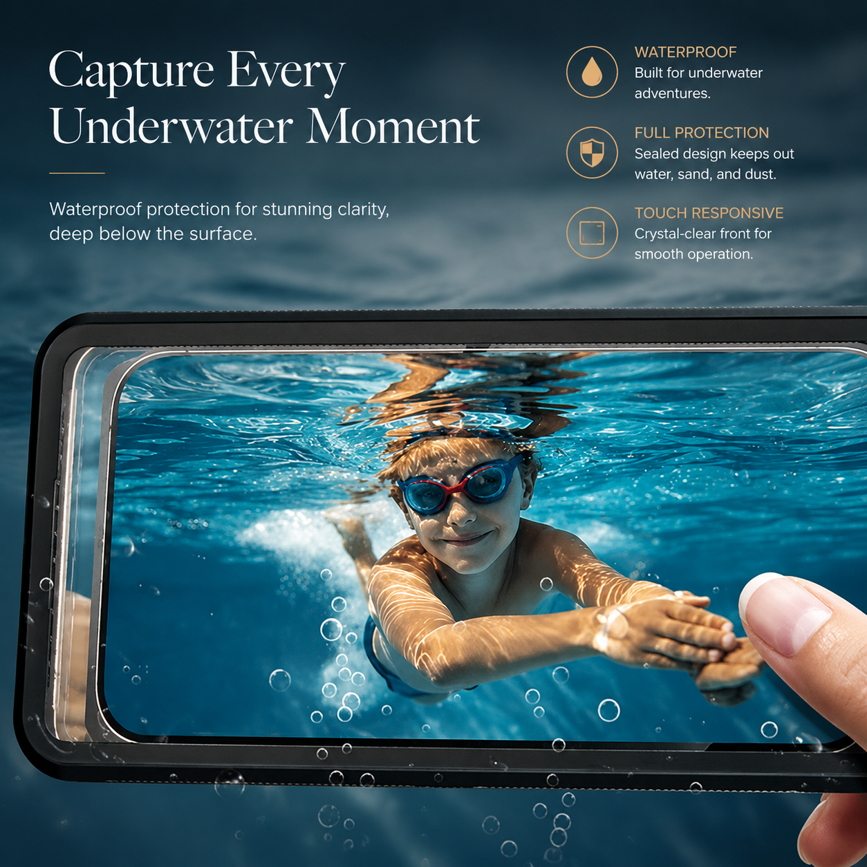 Premium iPhone Case IP68 Waterproof Full Body Protective Cover Shockproof Vacuum Seal Touchscreen Access Dustproof Underwater Protection