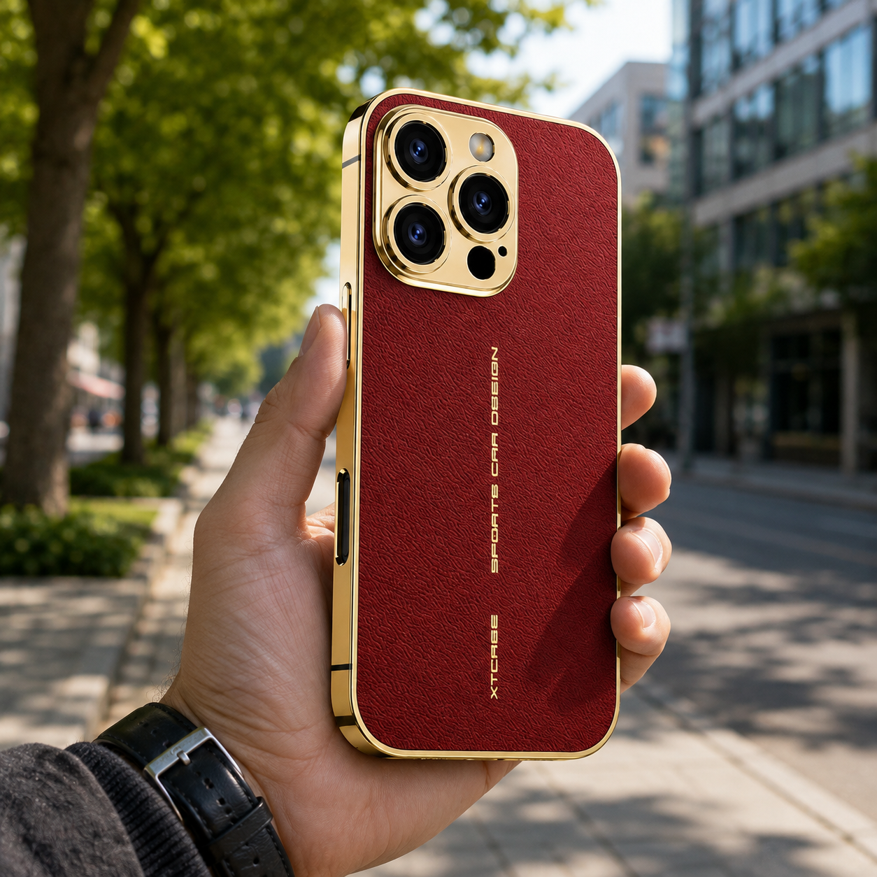 Premium iPhone Case Leather Back Cover Full Lens Protection Shockproof Anti Fingerprint Scratch Resistant Slim PC Design Protective Style