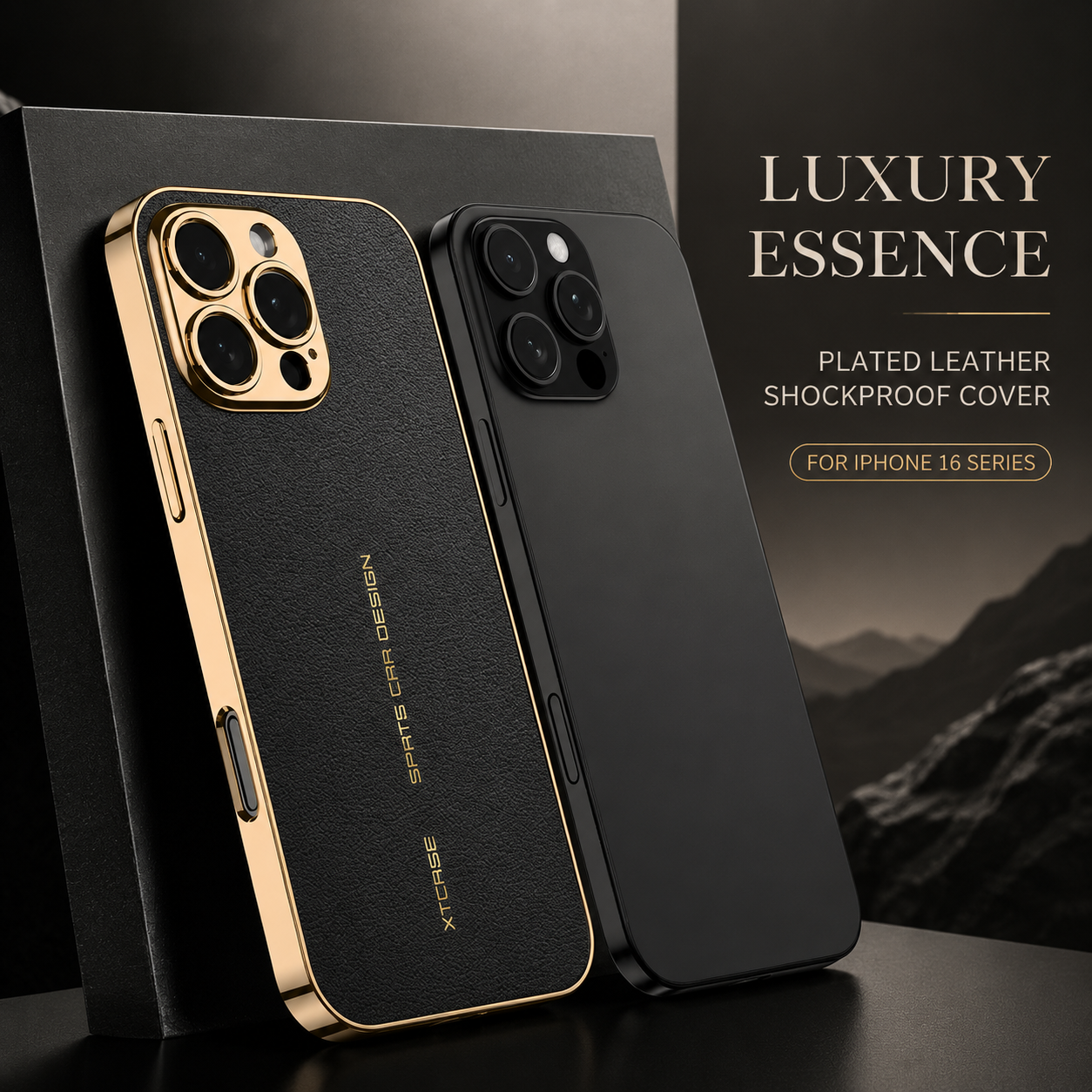 Premium iPhone Case Leather Back Cover Full Lens Protection Shockproof Anti Fingerprint Scratch Resistant Slim PC Design Protective Style