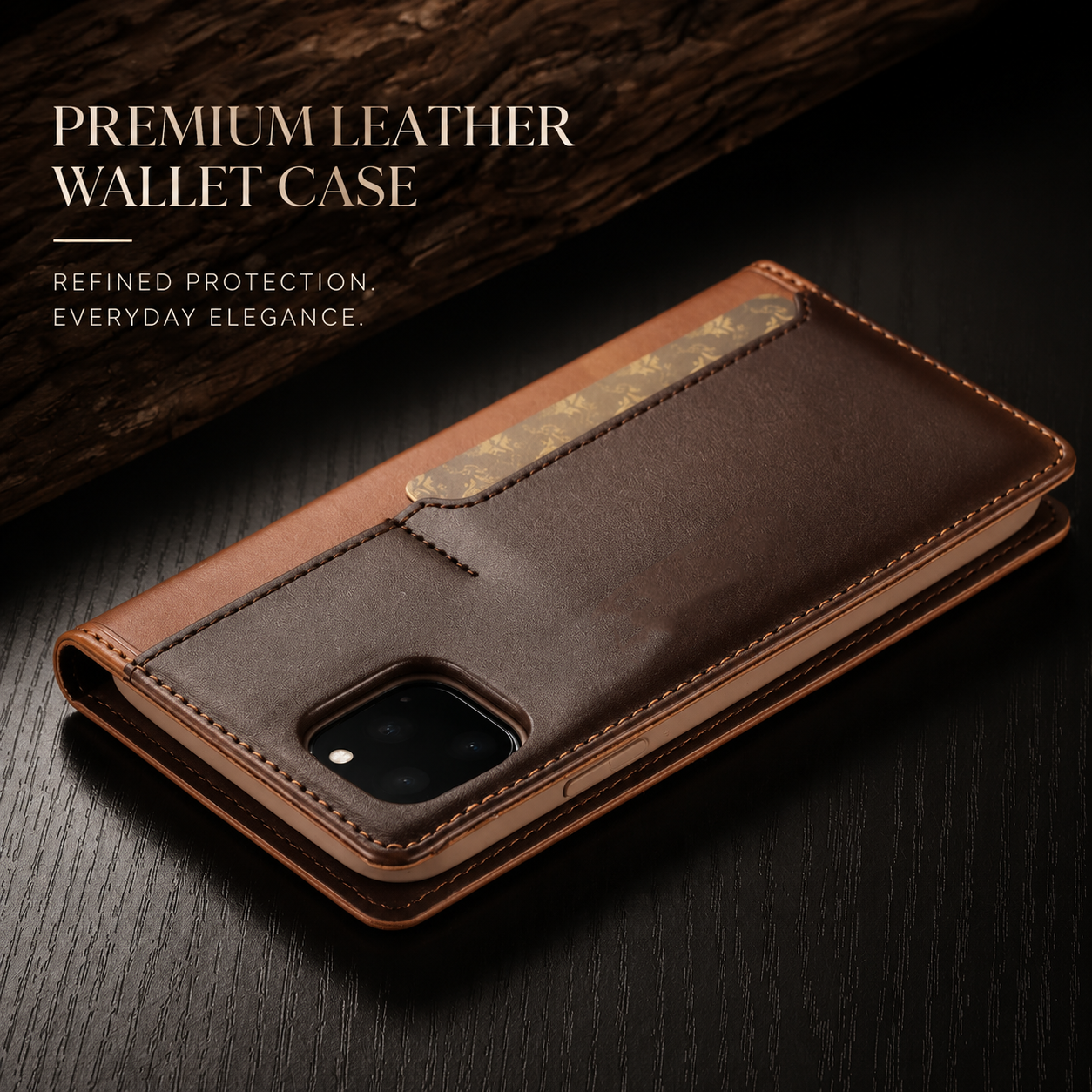 Premium iPhone Case Leather Flip Wallet Cover MagSafe Compatible PU Leather Card Holder SIM Slot Magnetic Closure Shockproof Protective Design
