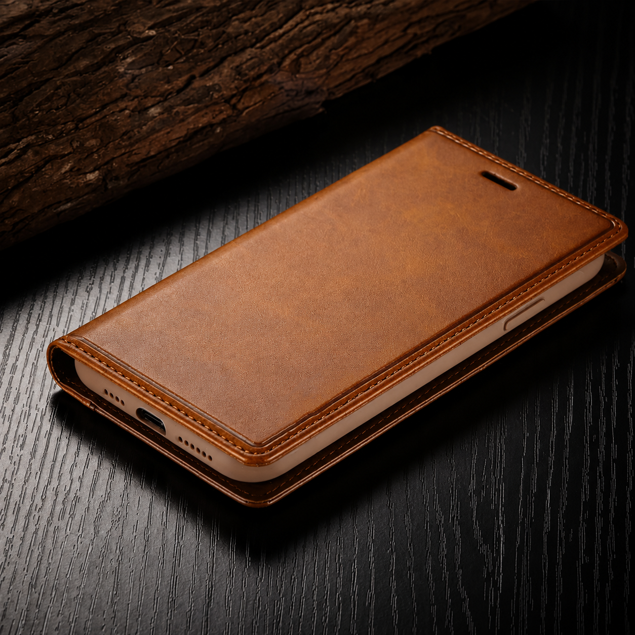 Premium iPhone Case Leather Flip Wallet Cover MagSafe Compatible PU Leather Card Holder SIM Slot Magnetic Closure Shockproof Protective Design