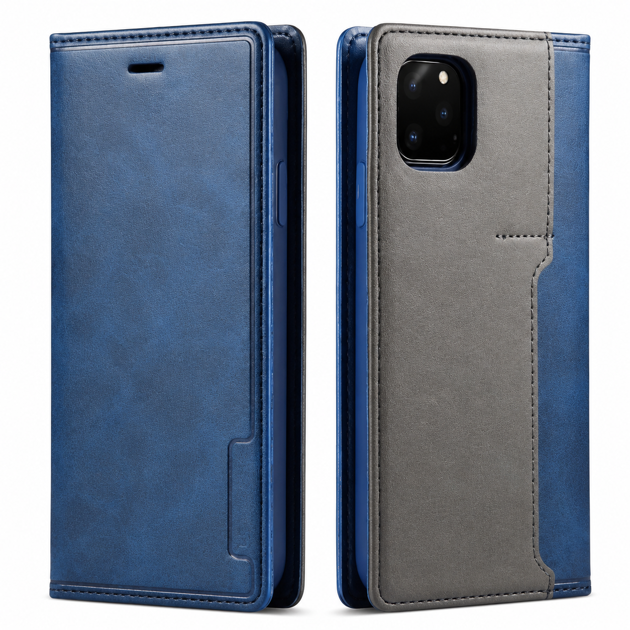 Premium iPhone Case Leather Flip Wallet Cover MagSafe Compatible PU Leather Card Holder SIM Slot Magnetic Closure Shockproof Protective Design