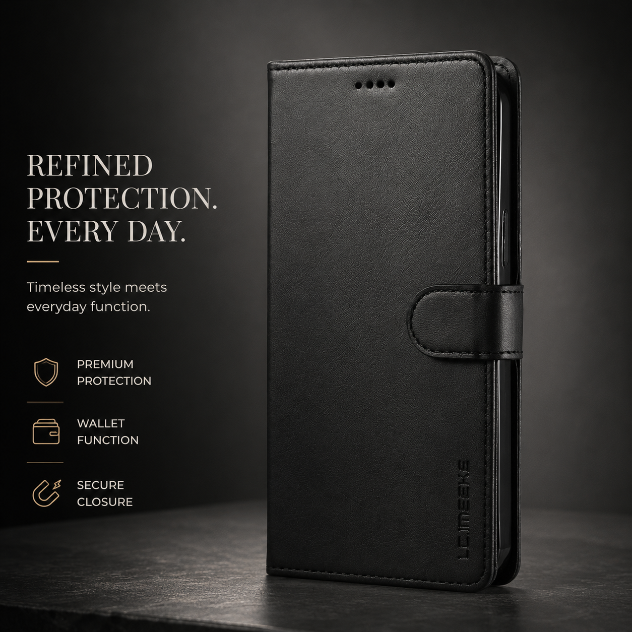 Premium iPhone Case Leather Wallet Cover Flip Card Holder Magnetic Closure Shockproof Protective Case Slim Full Coverage Screen Camera Protection Design
