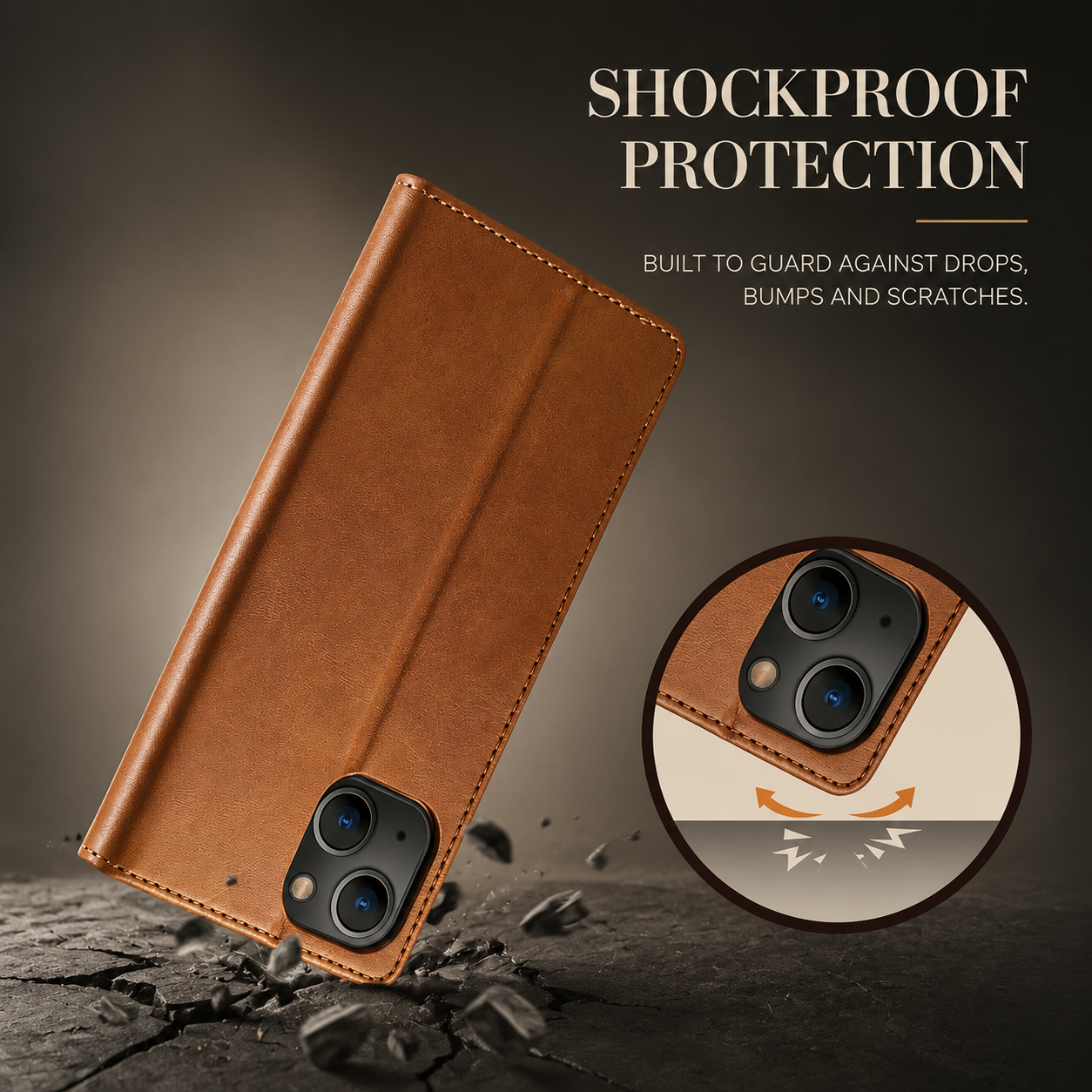 Premium iPhone Case Leather Wallet Cover Flip Card Holder Magnetic Closure Shockproof Protective Case Slim Full Coverage Screen Camera Protection Design