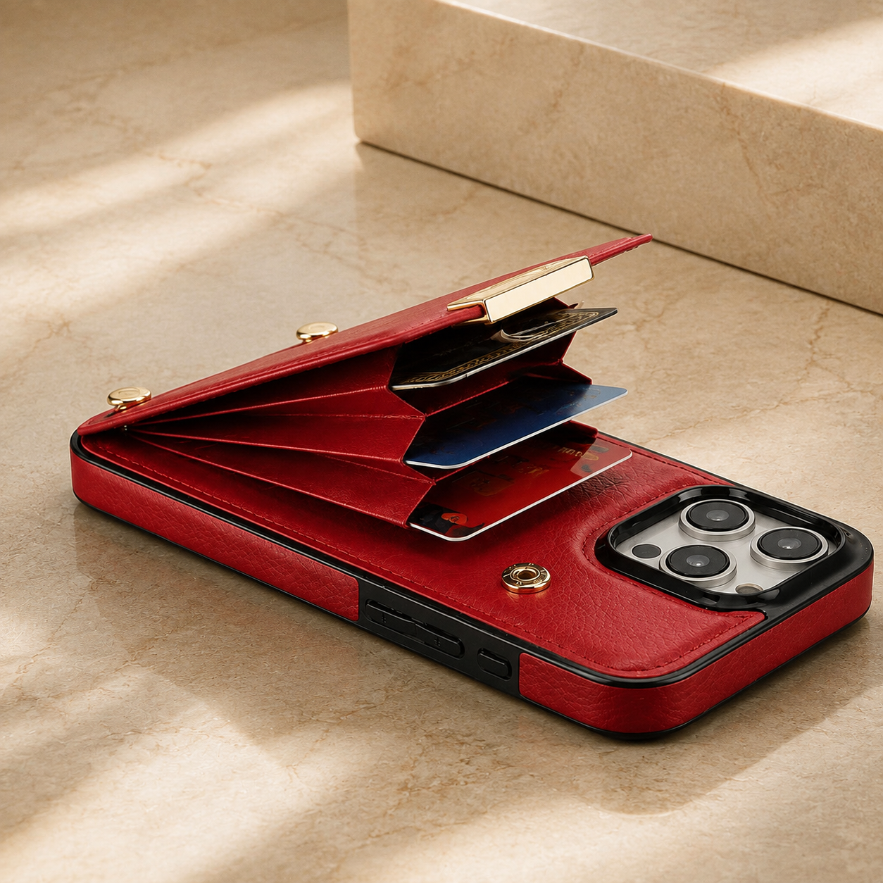 Premium iPhone Case Leather Wallet Cover Flip Card Holder Pocket Magnetic Closure Shockproof Protective Case Full Body Screen Camera Protection Slim Design