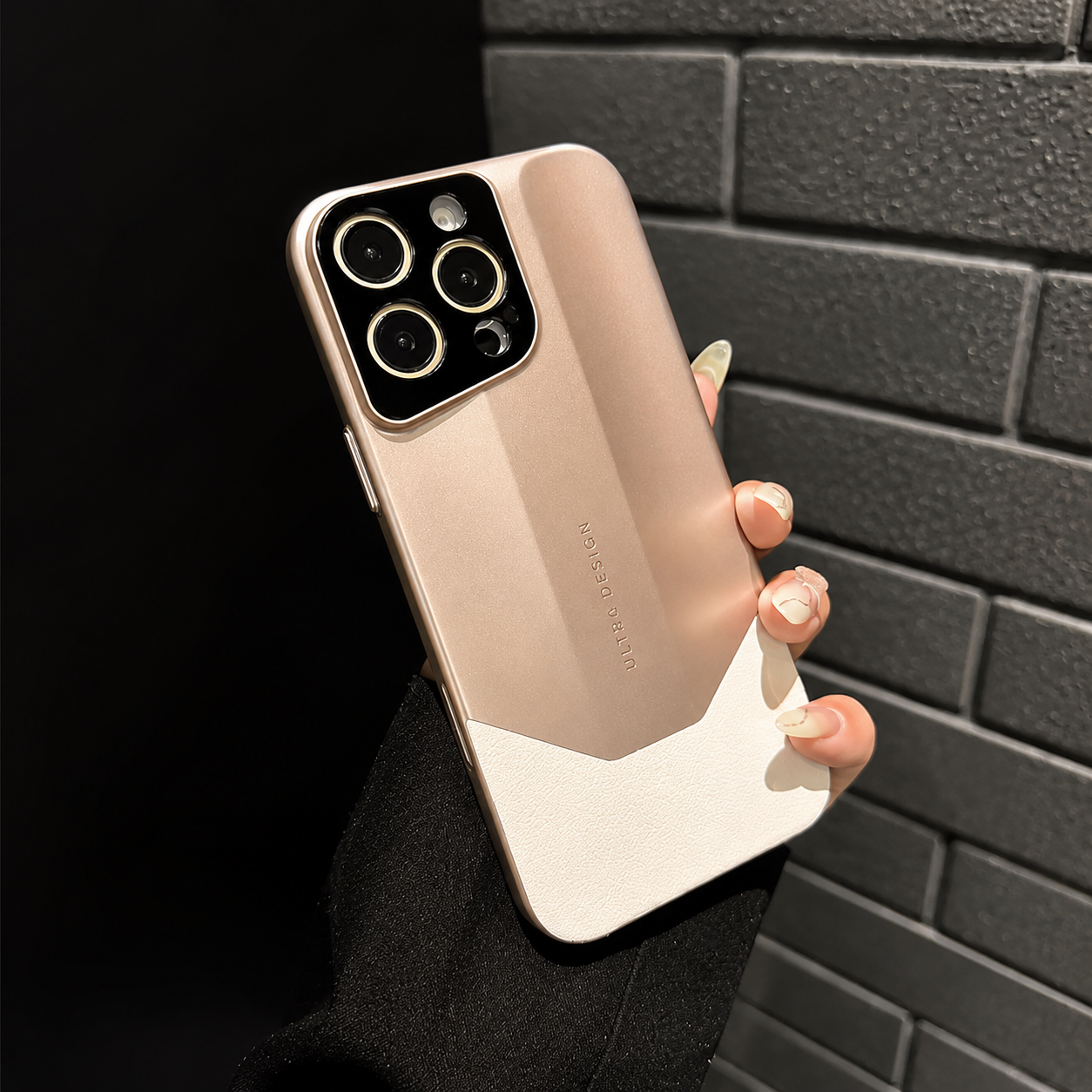 Premium iPhone Case Luxury Contrast Color Leather PC Hybrid Protective Cover Shockproof Anti Scratch Camera Lens Protection Slim Full Coverage