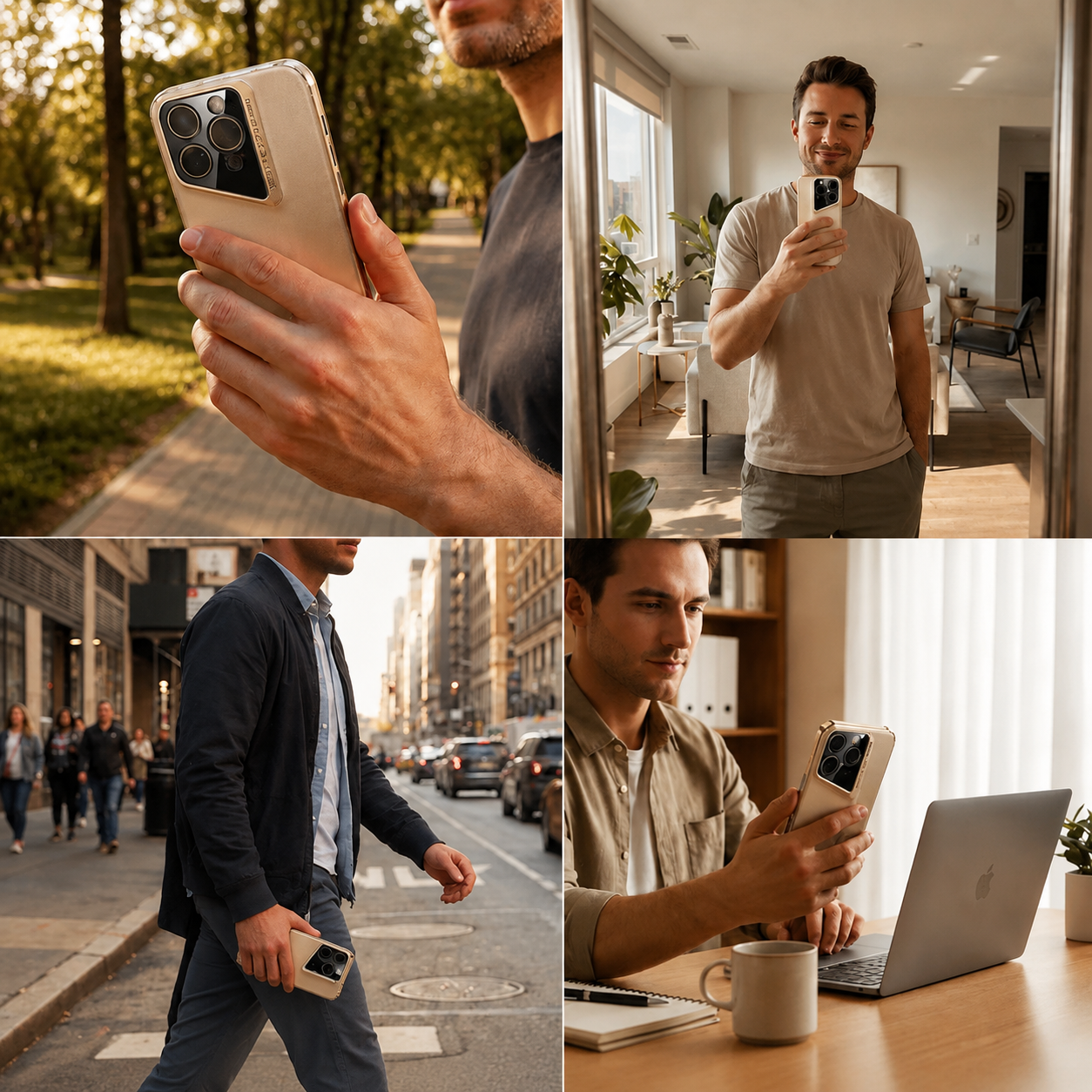 Premium iPhone Case Luxury PU Leather Electroplated Finish Ultra Thin Shockproof Protective Cover Camera Lens Protection Slim Hard Back Full Coverage