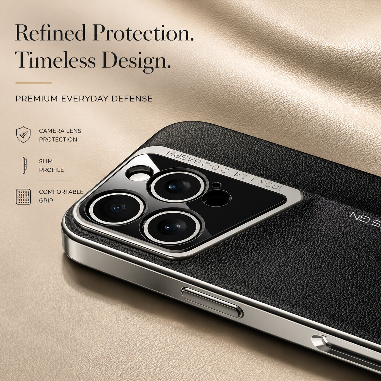 Premium iPhone Case Luxury PU Leather Electroplated Finish Ultra Thin Shockproof Protective Cover Camera Lens Protection Slim Hard Back Full Coverage