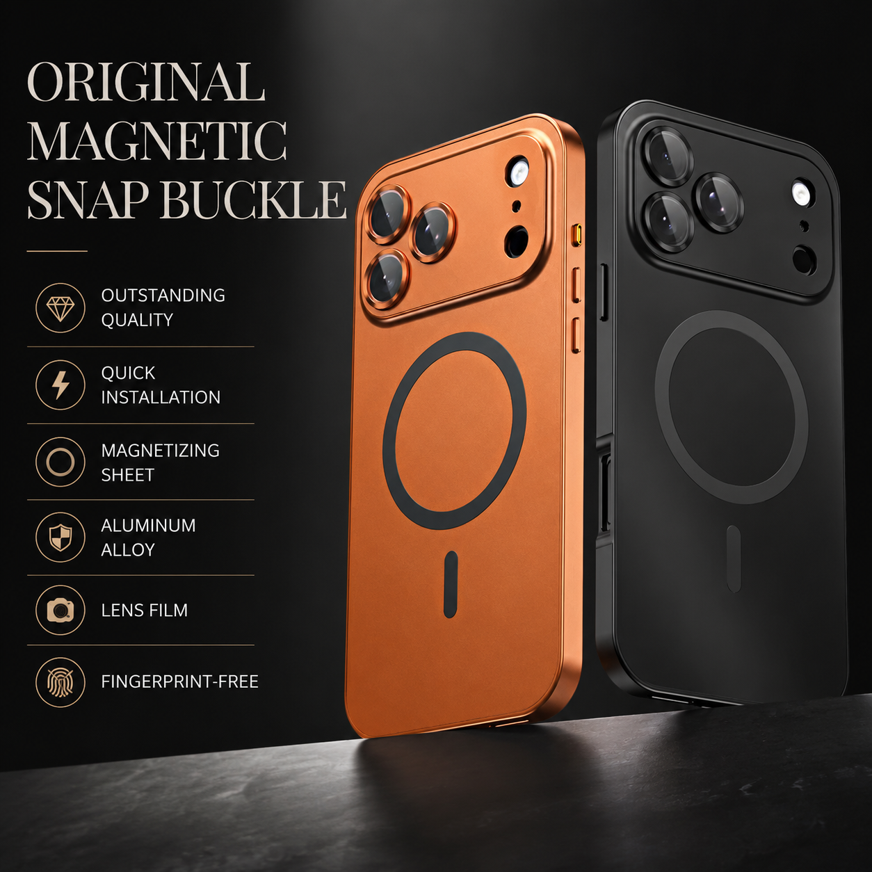 Premium iPhone Case MagSafe Compatible Aluminum Alloy Metal Frame Cover Shockproof Full Coverage Glass Lens Protection Matte Anti Glare Slim Design