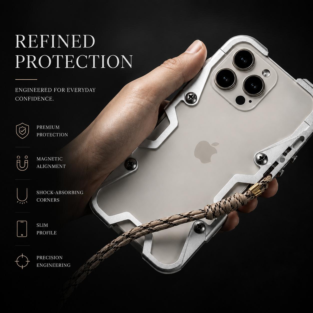 Premium iPhone Case MagSafe Compatible Aluminum Armor Bumper Protective Cover Heavy Duty Shockproof Anti Slip Heat Dissipation Slim Metal Frame Design