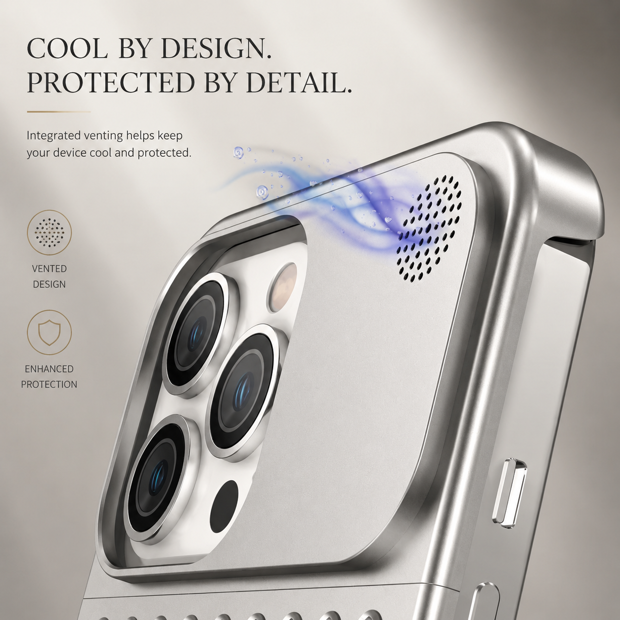 Premium iPhone Case MagSafe Compatible Aluminum Cooling Cover Heat Dissipation Shockproof Protective Case Removable Fragrance Module Magnetic Full Protection Design