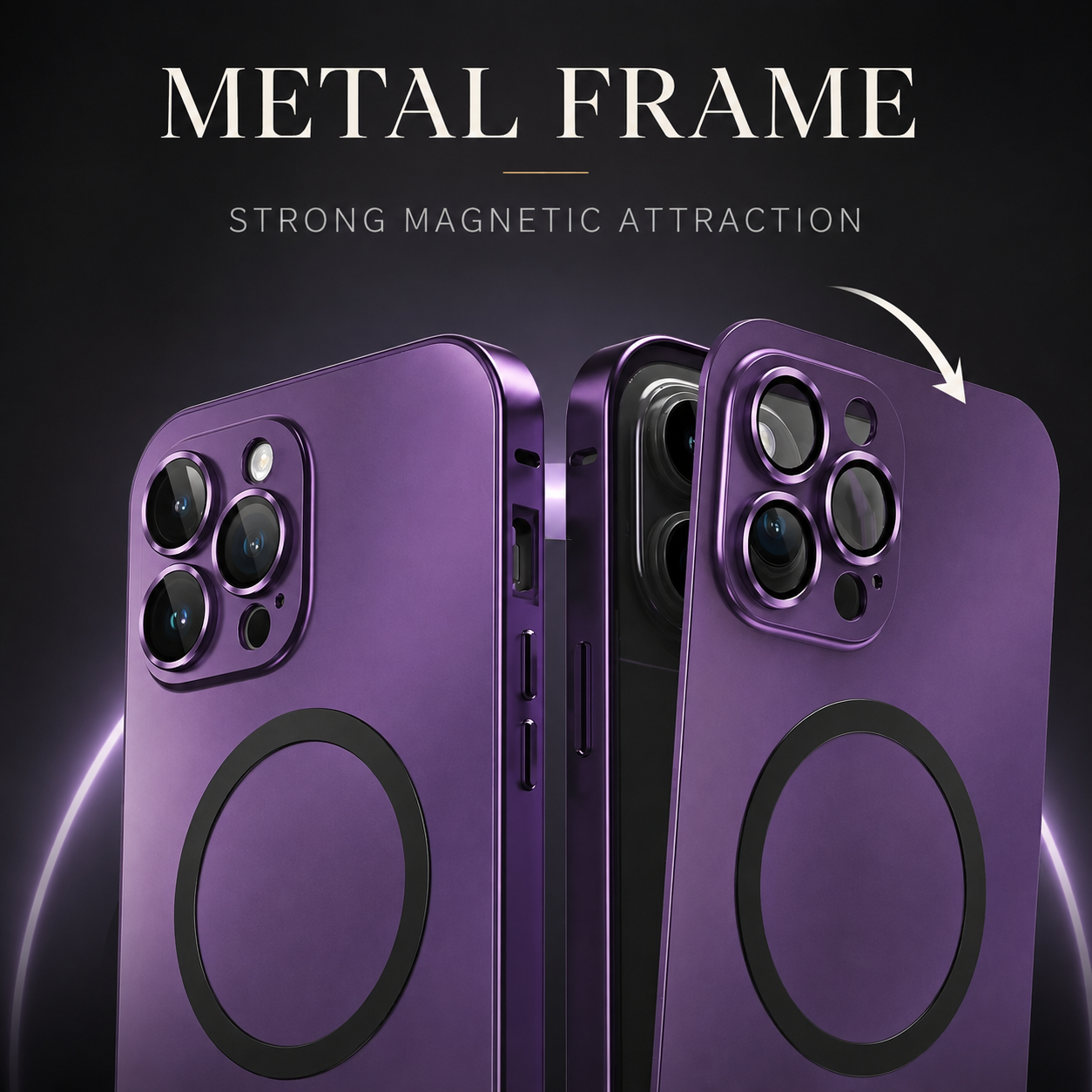 Premium iPhone Case MagSafe Compatible Aluminum Frame Hard PC Back Cover Shockproof Camera Lens Protection Matte Anti Fingerprint Full Coverage