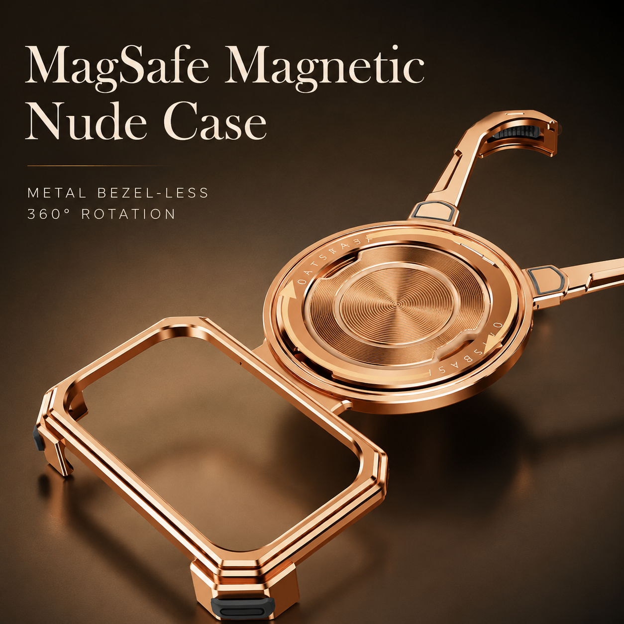 Premium iPhone Case MagSafe Compatible Aluminum Frame Protective Cover 360 Rotating Stand Ring Shockproof Magnetic Kickstand Slim Minimal Design