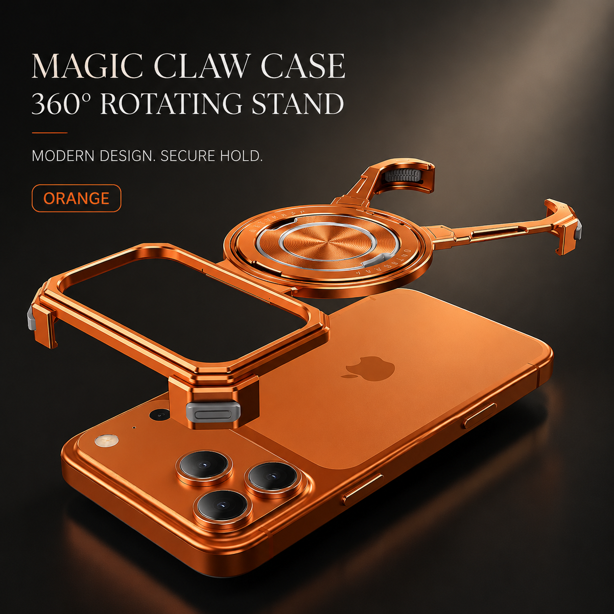 Premium iPhone Case MagSafe Compatible Aluminum Frame Protective Cover 360 Rotating Stand Ring Shockproof Magnetic Kickstand Slim Minimal Design
