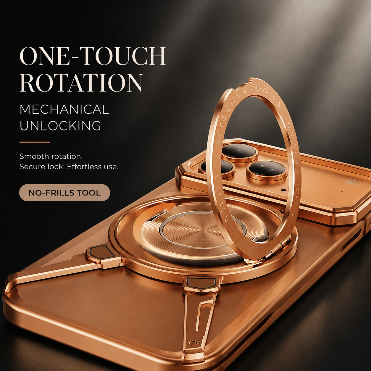 Premium iPhone Case MagSafe Compatible Aluminum Frame Protective Cover 360 Rotating Stand Ring Shockproof Magnetic Kickstand Slim Minimal Design