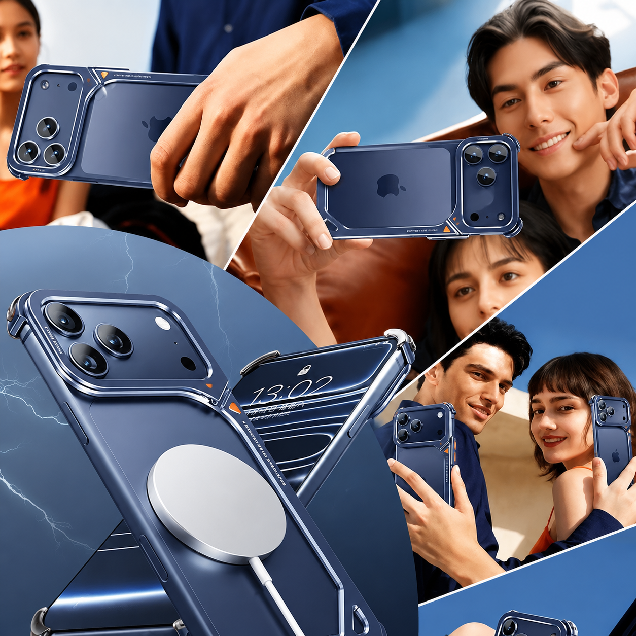 Premium iPhone Case MagSafe Compatible Aluminum Frame Protective Cover Camera Lens Protection Slim Metal Shockproof Anti Scratch Lightweight Design