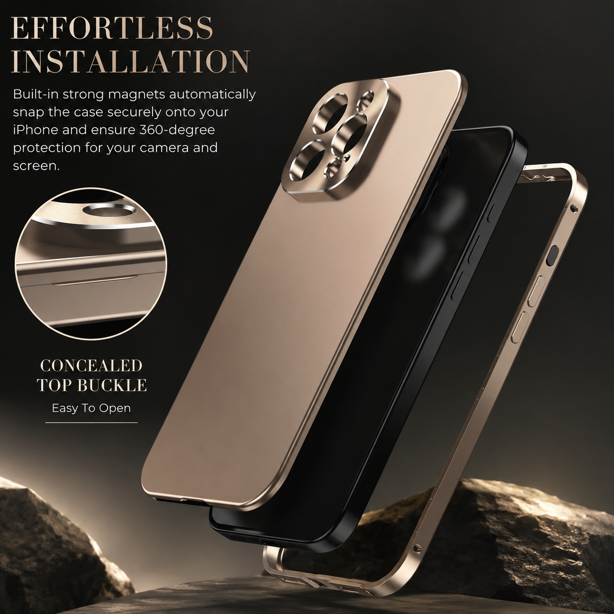 Premium iPhone Case MagSafe Compatible Aluminum Metal Frame Shockproof Protective Cover Camera Lens Protection Wireless Charging Slim Full Coverage