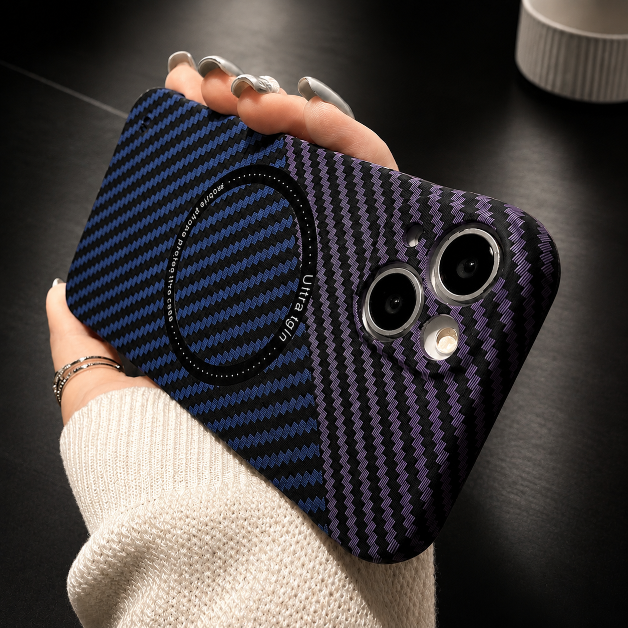 Premium iPhone Case MagSafe Compatible Carbon Fiber Magnetic Protective Cover Shockproof Slim Lightweight Camera Protection Anti Scratch Design