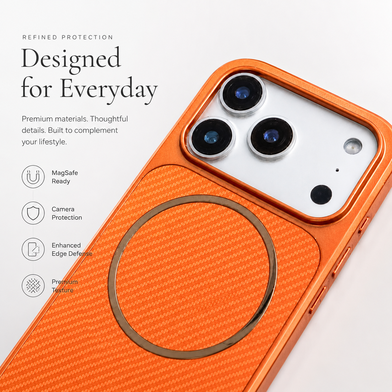 Premium iPhone Case MagSafe Compatible Carbon Fiber Protective Cover Shockproof Anti Scratch Electroplated Finish Lightweight Wireless Charging Slim Design