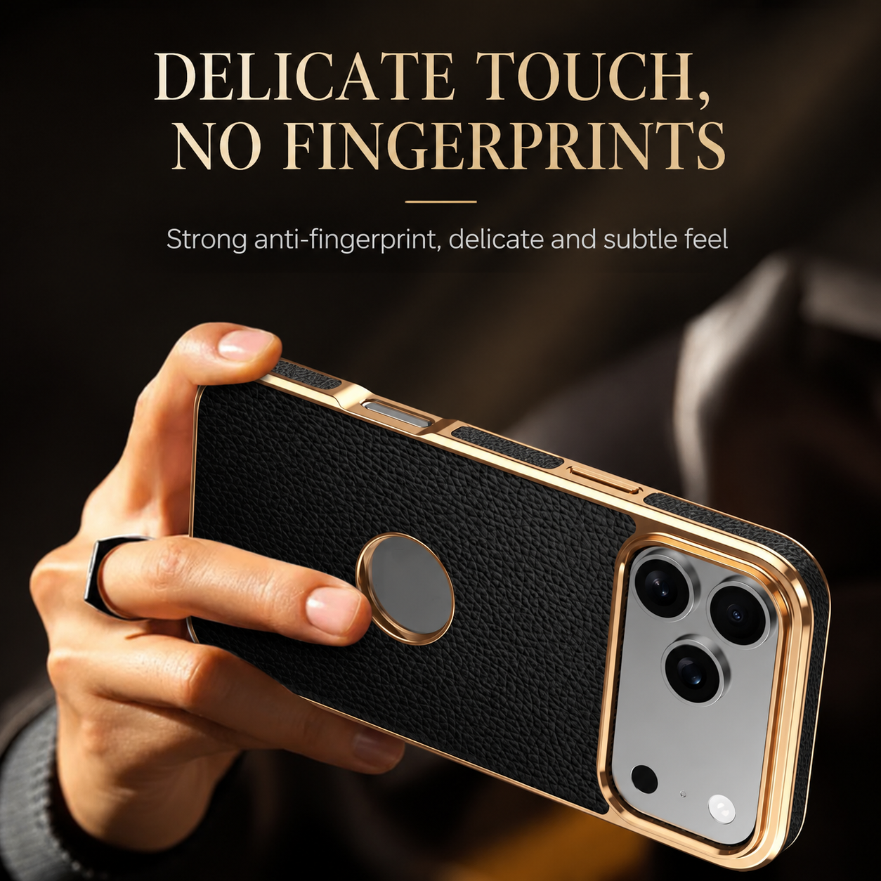 Premium iPhone Case MagSafe Compatible Cowhide Leather Cover with Lychee Texture Slim Protective Design Anti Fingerprint Non Slip Grip Durable Finish