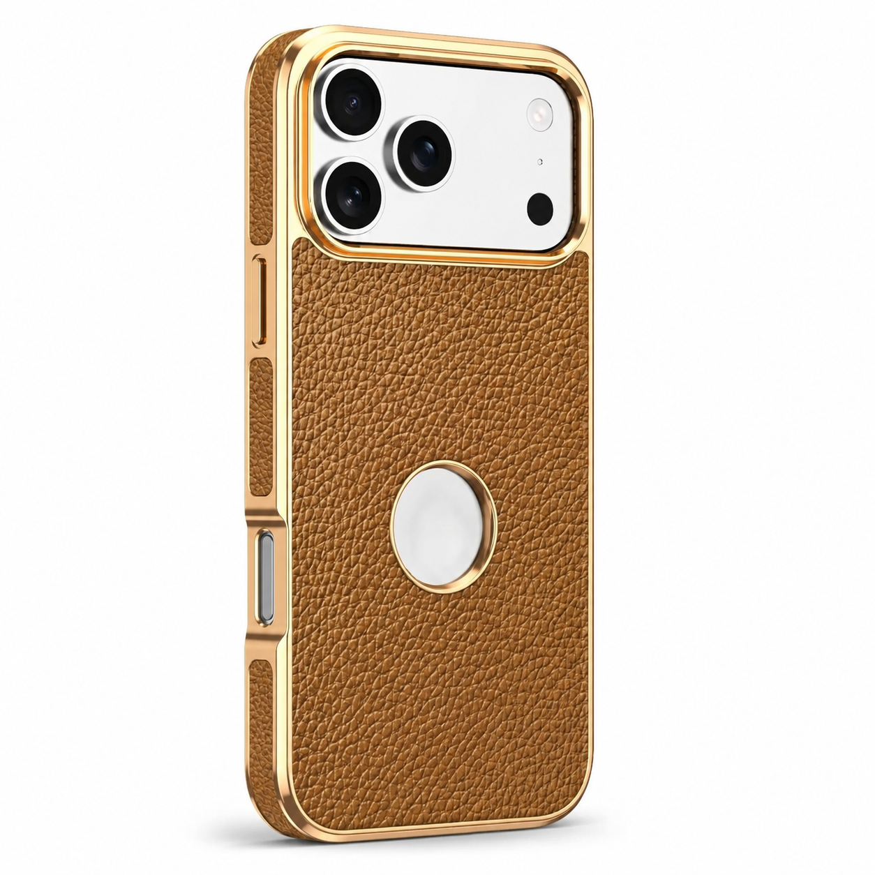 Premium iPhone Case MagSafe Compatible Cowhide Leather Cover with Lychee Texture Slim Protective Design Anti Fingerprint Non Slip Grip Durable Finish