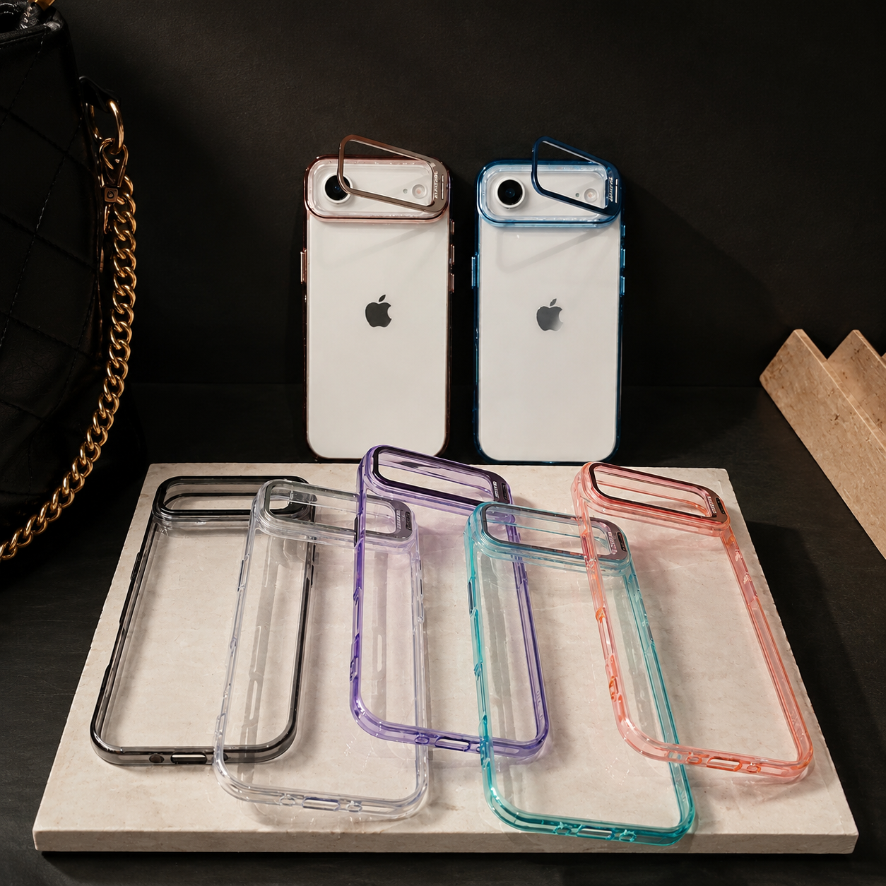 Premium iPhone Case MagSafe Compatible Crystal Clear PC Bumper with Camera Lens Stand Shockproof TPU Protective Cover Anti Scratch Slim Design