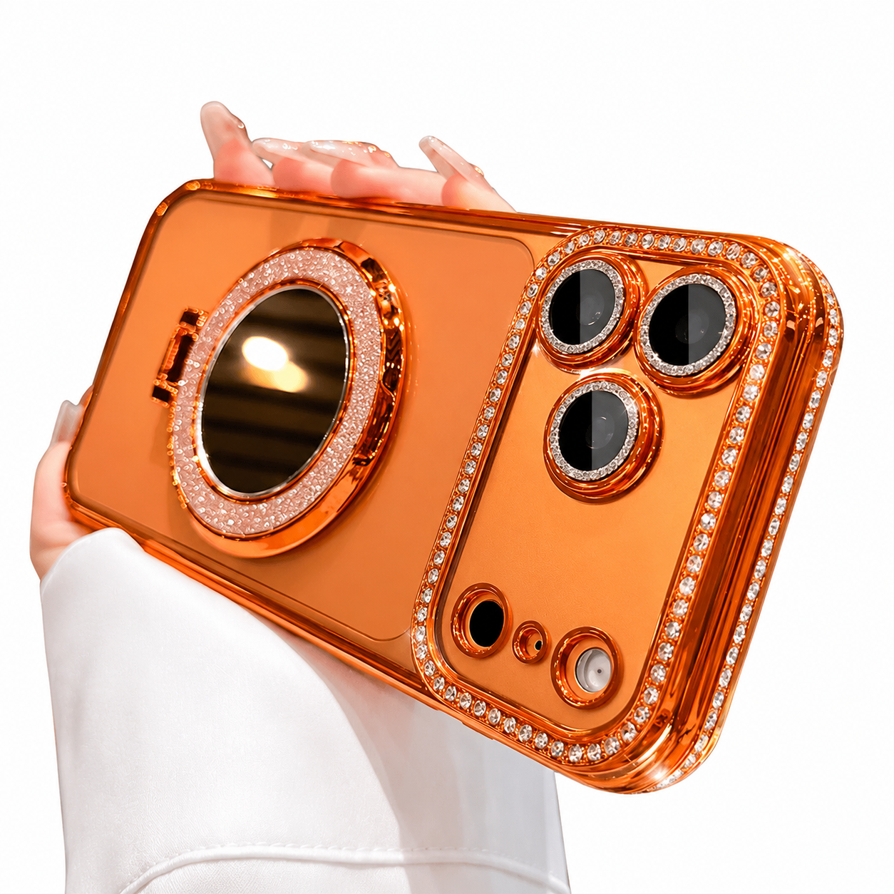 Premium iPhone Case MagSafe Compatible Diamond Mirror Glitter Protective Cover Transparent Shockproof Camera Protection Anti Scratch Slim Design