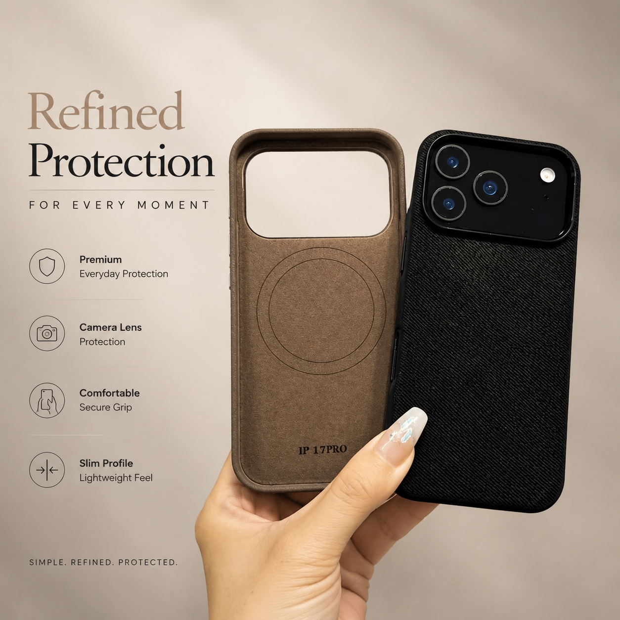 Premium iPhone Case MagSafe Compatible Fiber Leather Cover Invisible Magnetic Charging Matte Anti Fingerprint Shockproof Slim Non Slip Design