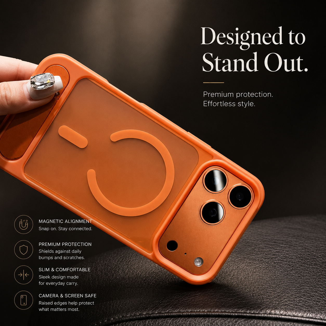 Premium iPhone Case MagSafe Compatible Foldable Stand Holder Matte PC Cover Shockproof Anti Fingerprint Magnetic Ring Non Slip Slim Protective Design