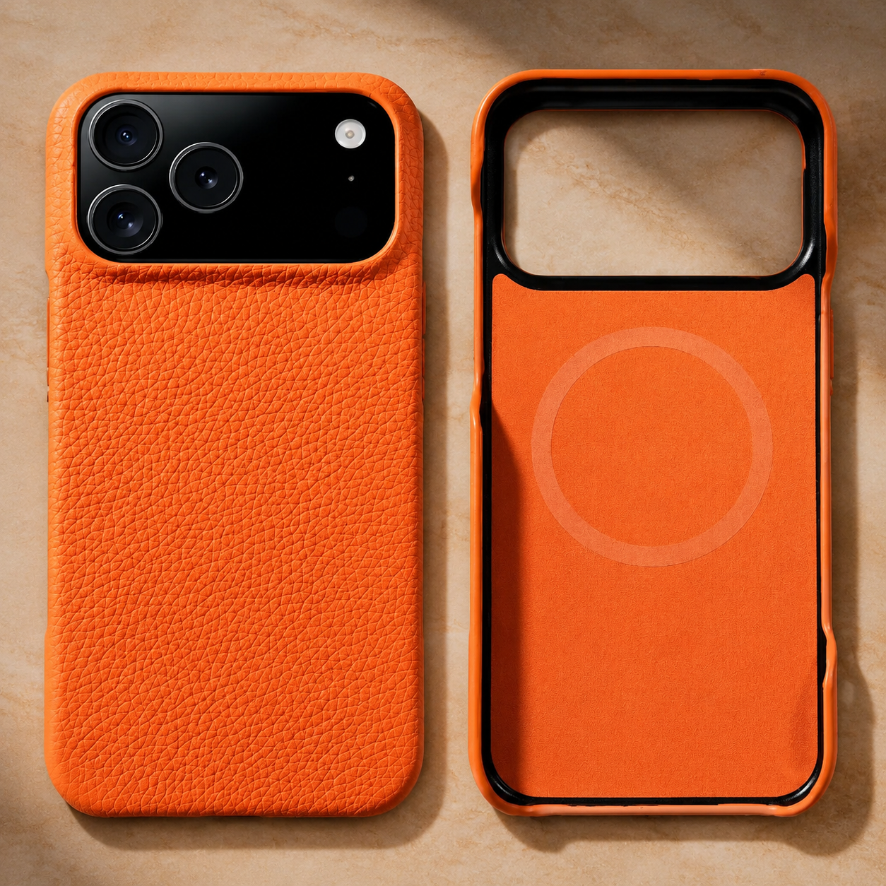 Premium iPhone Case MagSafe Compatible Genuine Leather Protective Cover Magnetic Camera Lens Protection Anti Scratch Slim Full Coverage