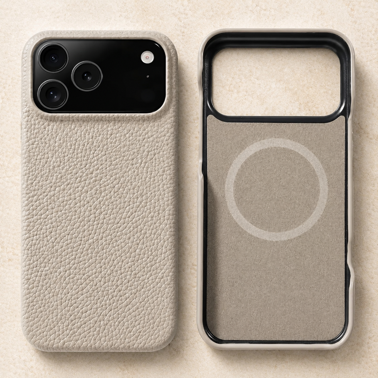 Premium iPhone Case MagSafe Compatible Genuine Leather Protective Cover Magnetic Camera Lens Protection Anti Scratch Slim Full Coverage