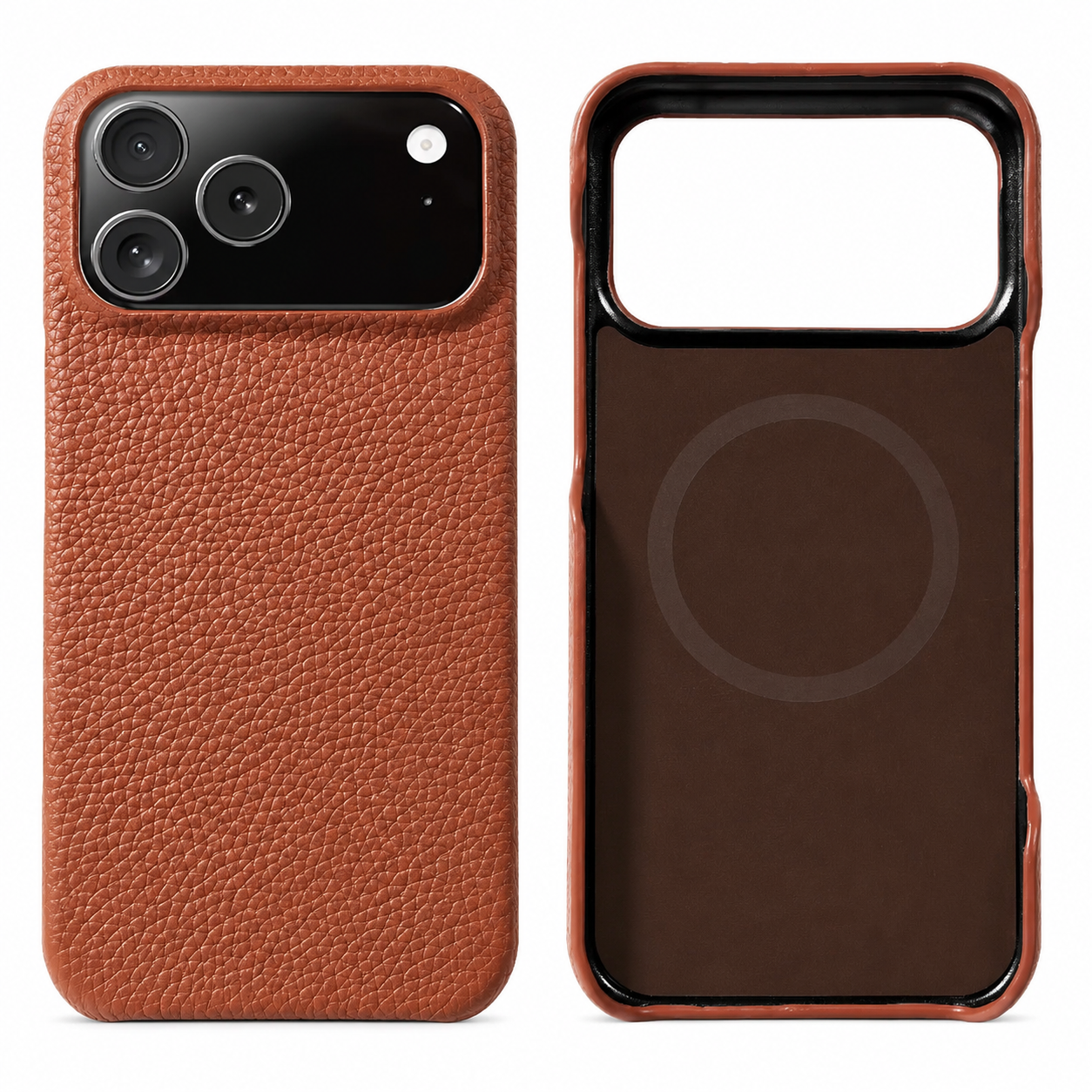 Premium iPhone Case MagSafe Compatible Genuine Leather Protective Cover Magnetic Camera Lens Protection Anti Scratch Slim Full Coverage