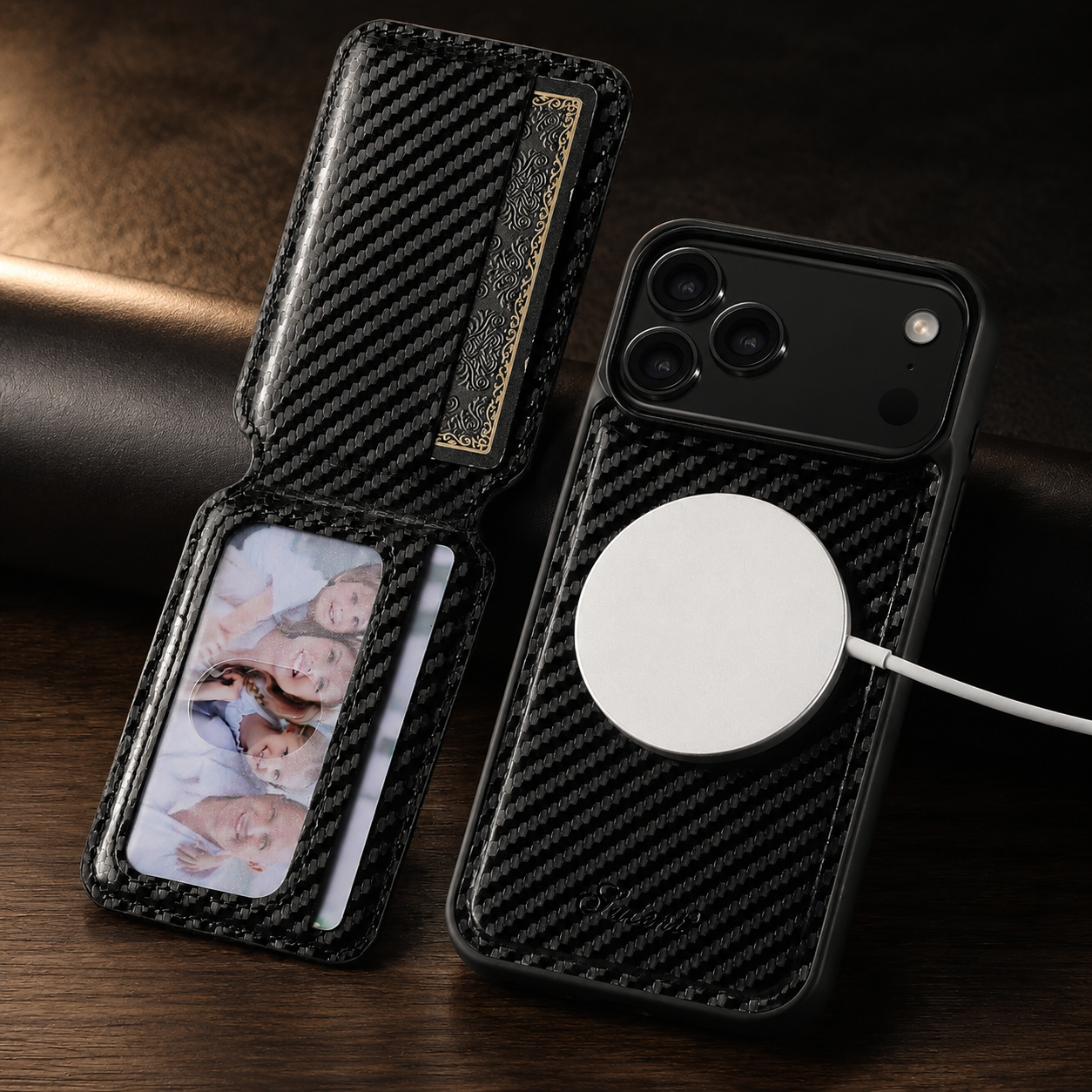 Premium iPhone Case MagSafe Compatible Leather Wallet Cover Card Holder Stand Shockproof Protective Design Magnetic Wireless Charging Slim Durable