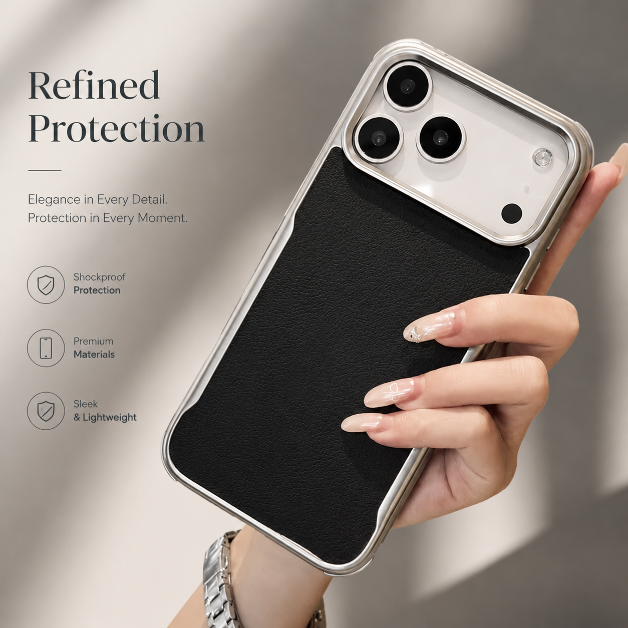 Premium iPhone Case MagSafe Compatible Luxury PU Leather Protective Cover Magnetic PC Frame Shockproof Anti Scratch Full Coverage Slim Design